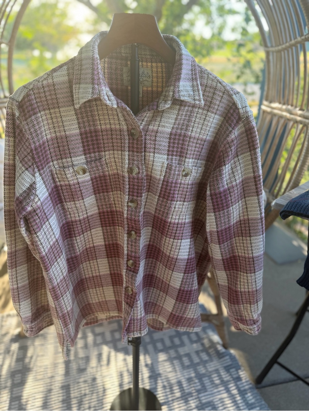 Vintage Cabela's Mauve and Cream Plaid Button-Down Shirt Fall Size M